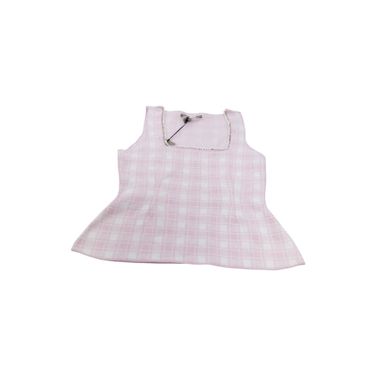 River Island Women's Pink Check Crop Top UK M Sleeveless Peplum Style