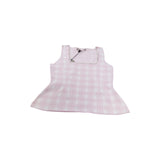 River Island Women's Pink Check Crop Top UK M Sleeveless Peplum Style