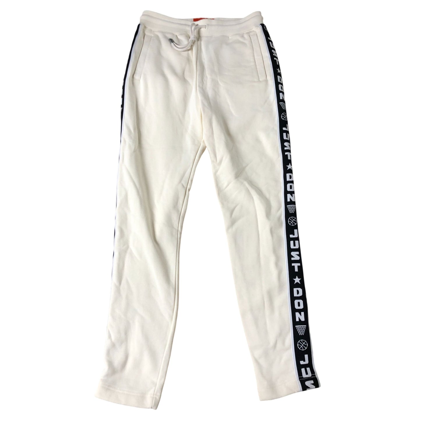 Just Don All City Sweatpants Men's Cream Comfortable Trousers Size M Ankle Zips