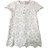 River Island Girls Crochet Dress 2-3 Years Cream Floral Scalloped Hem Buttons