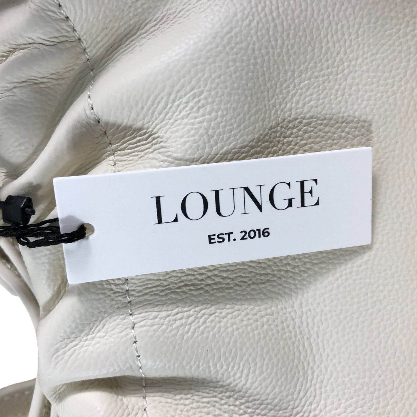 Lounge White Leather Drawstring Shoulder Bag Women's Designer Style Chic