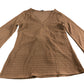 River Island Women's Top UK Large Brown V Neck Long Sleeve Textured Blouse