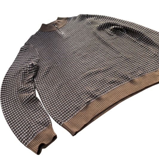 Half Zip Sweater Men's Brown Organic Cotton Knitwear XXL