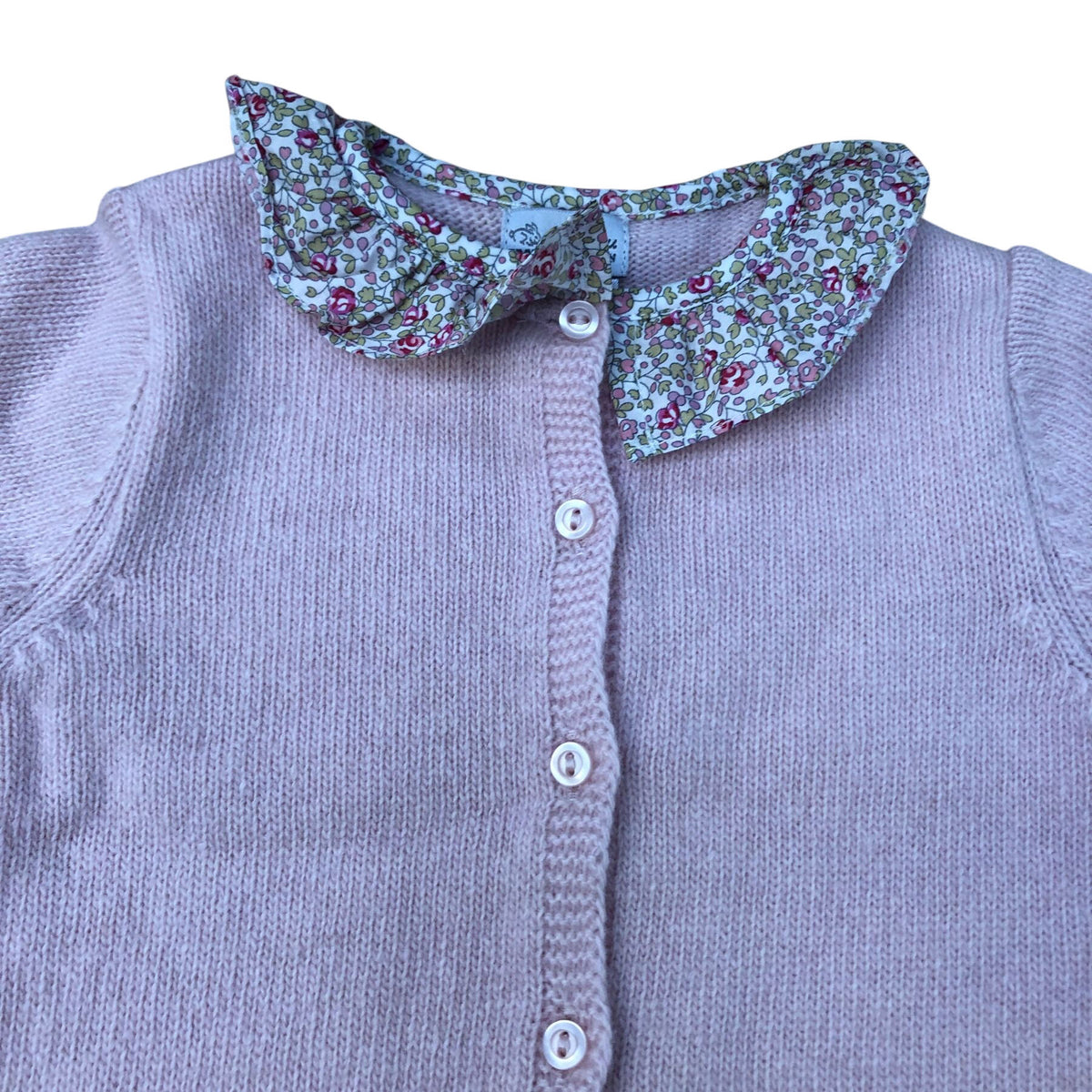 Trotters Baby Playsuit Girls Pink Wool Blend Floral Collar
