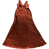 Rewritten Amelia Dress Size 10 Women's Burnt Orange Satin Elegant Evening