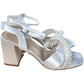 Linzi Bridal Heels UK6 Satin Open Toes Block Heel Pearl Strap Women`s Shoes