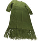 Branded Khaki Green Knitted Fringed Midi Dress - Size 12-14