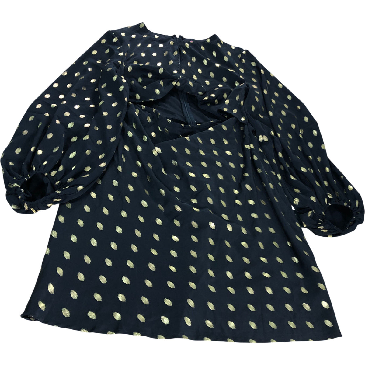 Girl In Mind Black Gold Polka Dot Dress UK18 Women's Balloon Sleeve