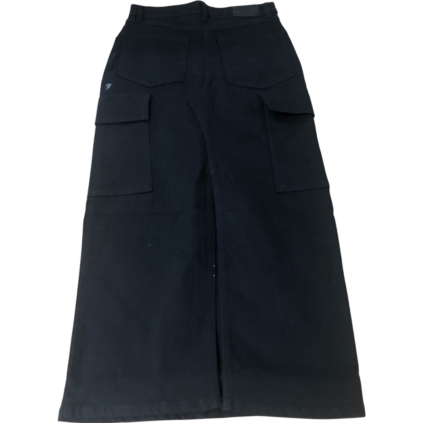 Black Cargo Midi Skirt Women's Cotton Blend Casual Chic UK8