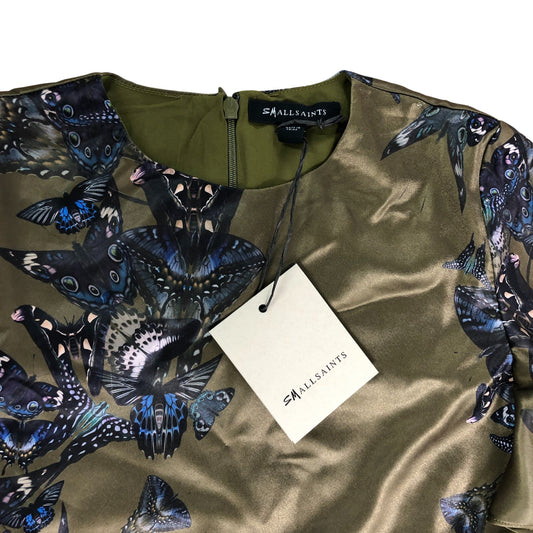 AllSaints Khaki Green Butterfly Dress UK11-12 Girls Floral Patterned