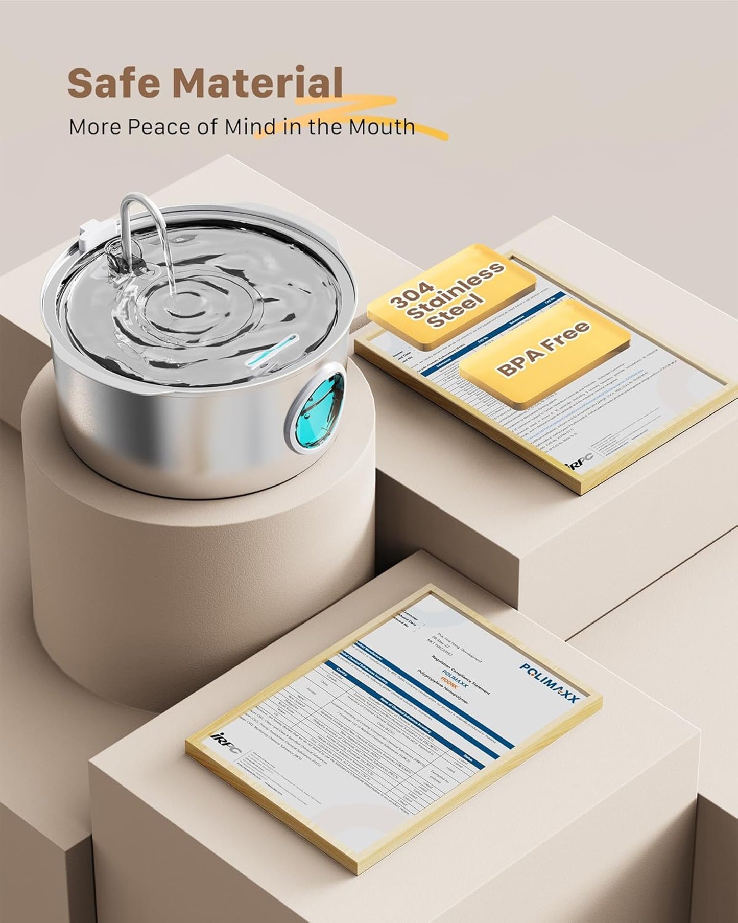 GROOKPET 7L Stainless Steel Dog Water Fountain BPA Free Deeper Drinking Area