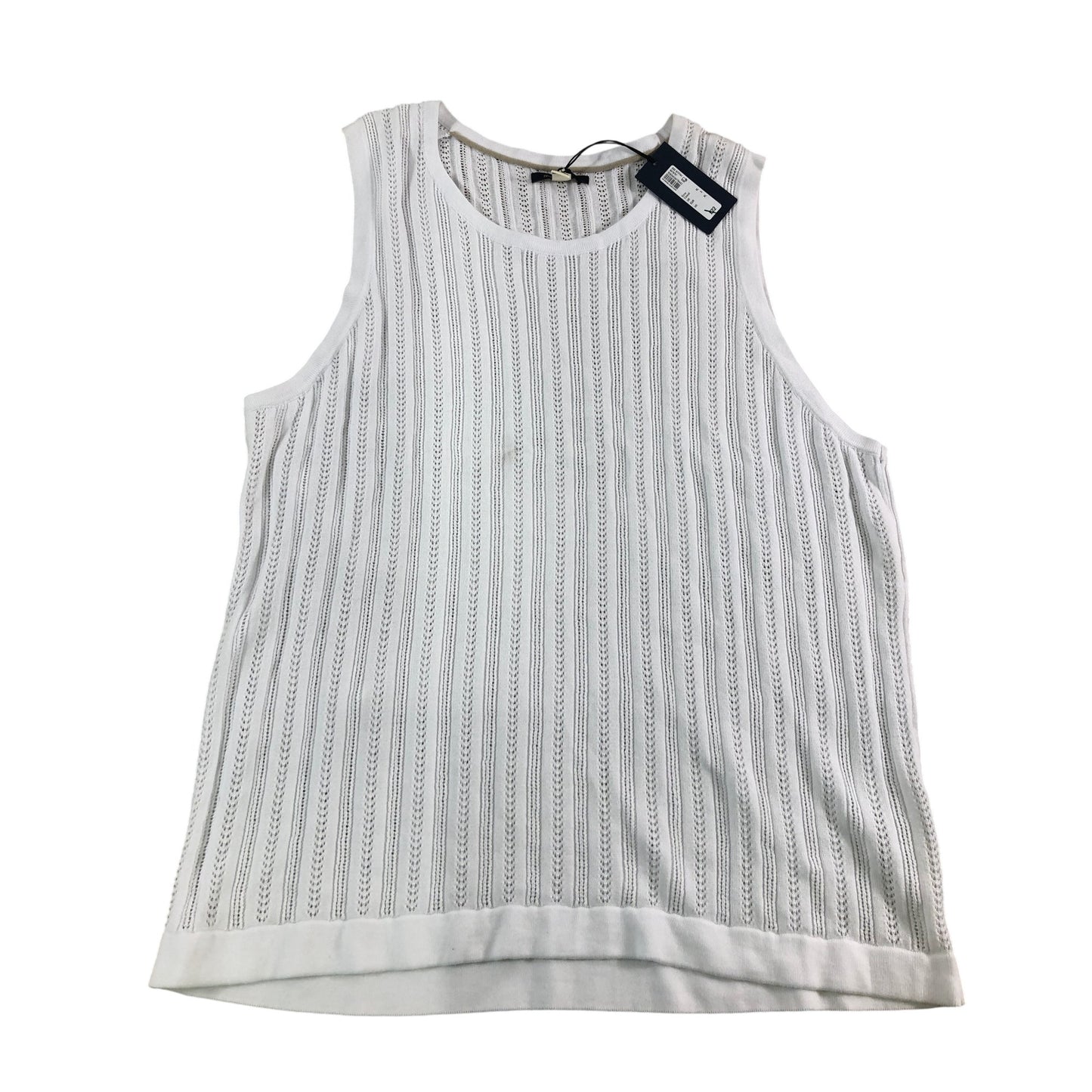 River Island Men's White Knit Sleeveless T-Shirt Size Extra Large Summer Top