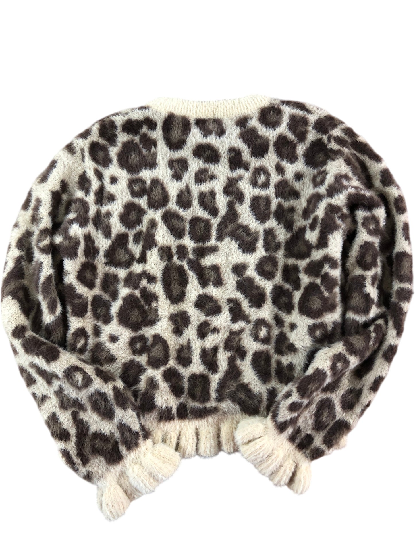 River Island Leopard Print Sweater 9-10Y Women's Knit Pull Over Top Beige Brown