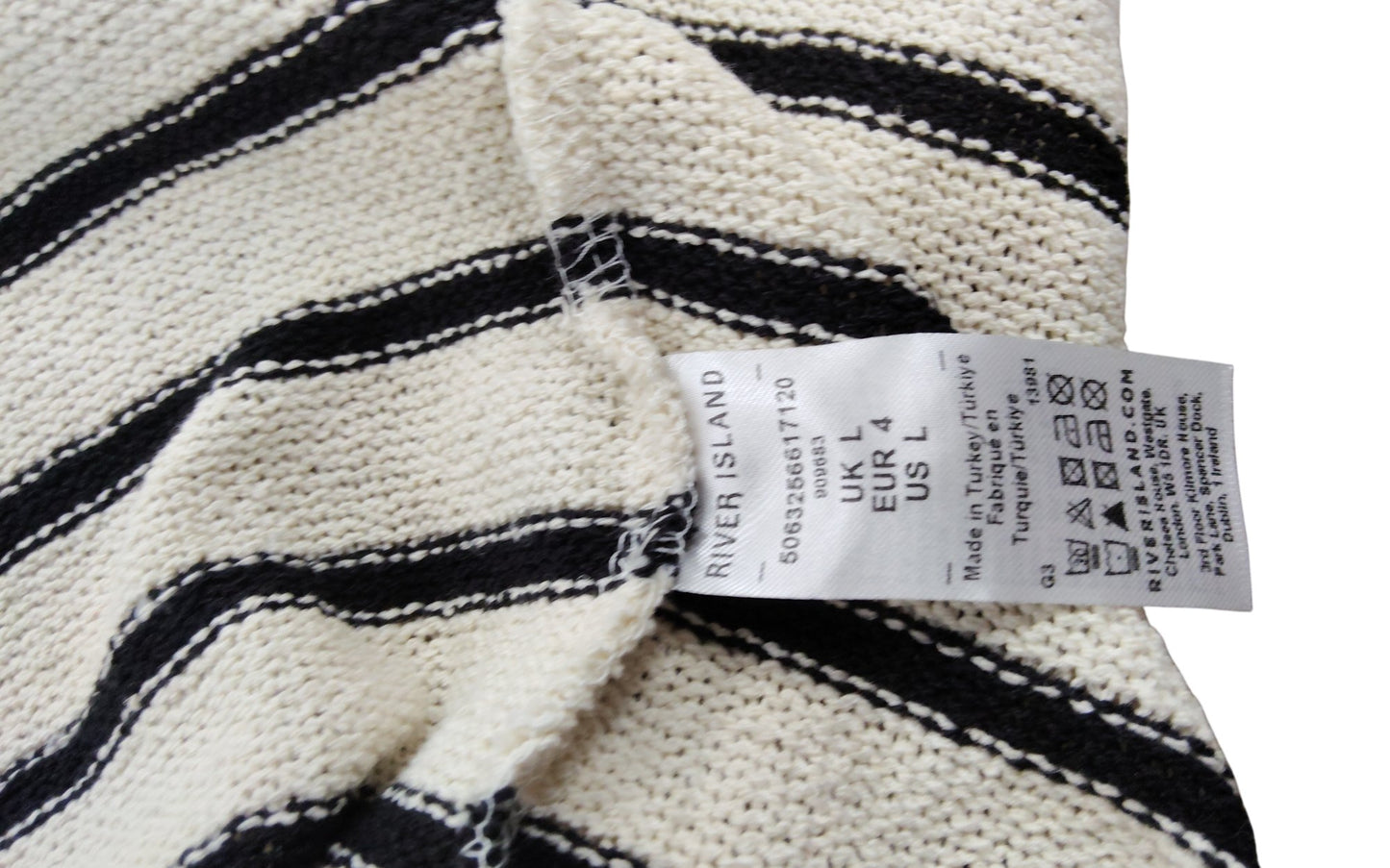 River Island Stripe Tank Top UK Large Women's Casual Knit Black Cream