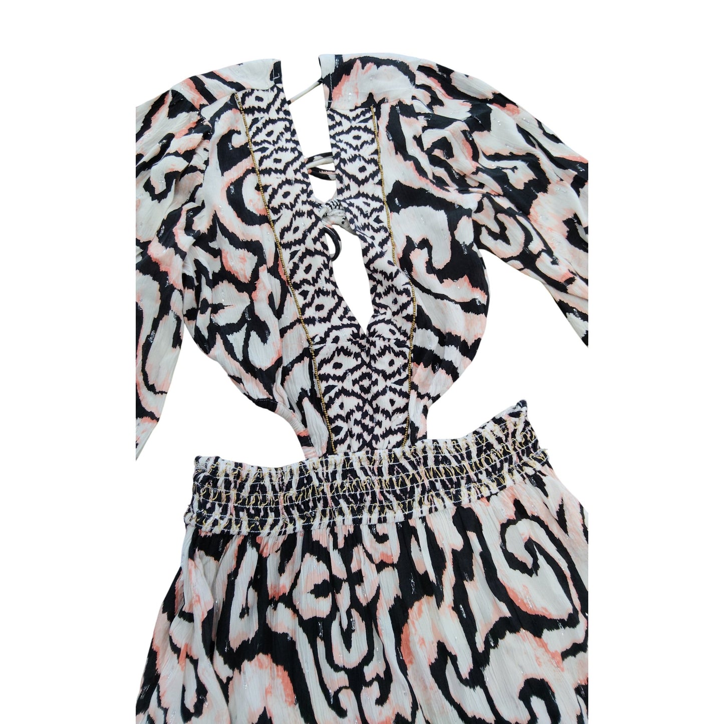 River Island Women's Long Sleeve Maxi Dress UK S Black Pink Print Casual Wear