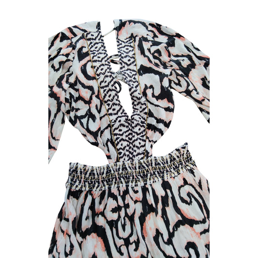 River Island Women's Long Sleeve Maxi Dress UK S Black Pink Print Casual Wear