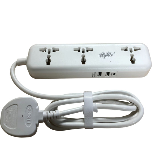 Etykir 802 Power Strip With USB Ports 3 Socket Relocatable Extension Lead