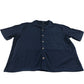 River Island Casual Shirt Men's Short Sleeve Navy Textured Cotton Blend Medium