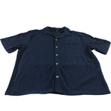 River Island Casual Shirt Men's Short Sleeve Navy Textured Cotton Blend Medium