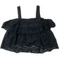 River Island Black Embroidered Crop Top Adjustable Straps UK12