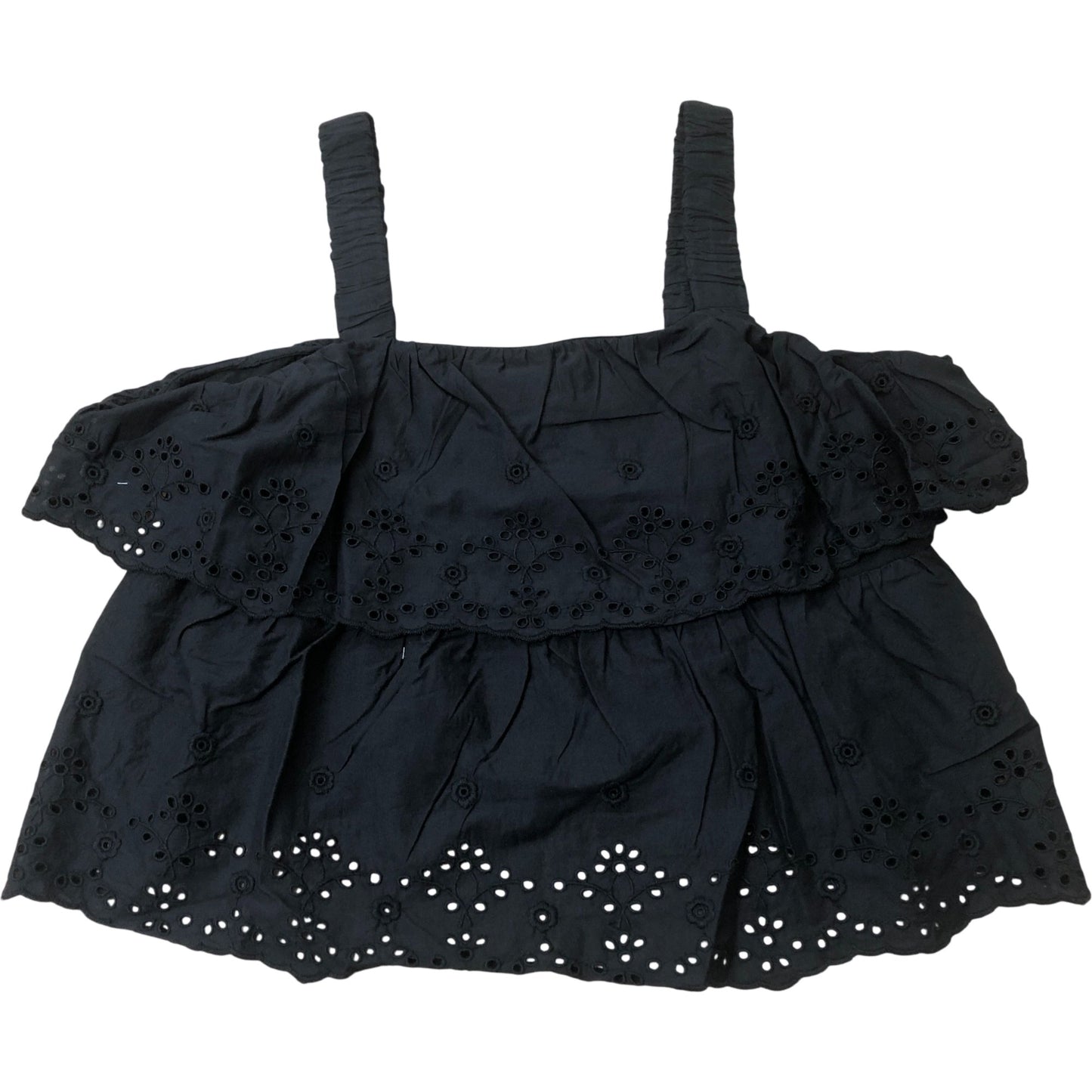 River Island Black Embroidered Crop Top Adjustable Straps UK12