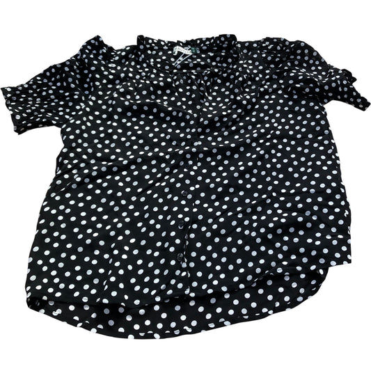 Baukjen Polka Dot Blouse Women's Short Sleeve Viscose Black White
