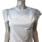 River Island Women's White Top XS Lace Cap Sleeve T-Shirt Elegant Casual