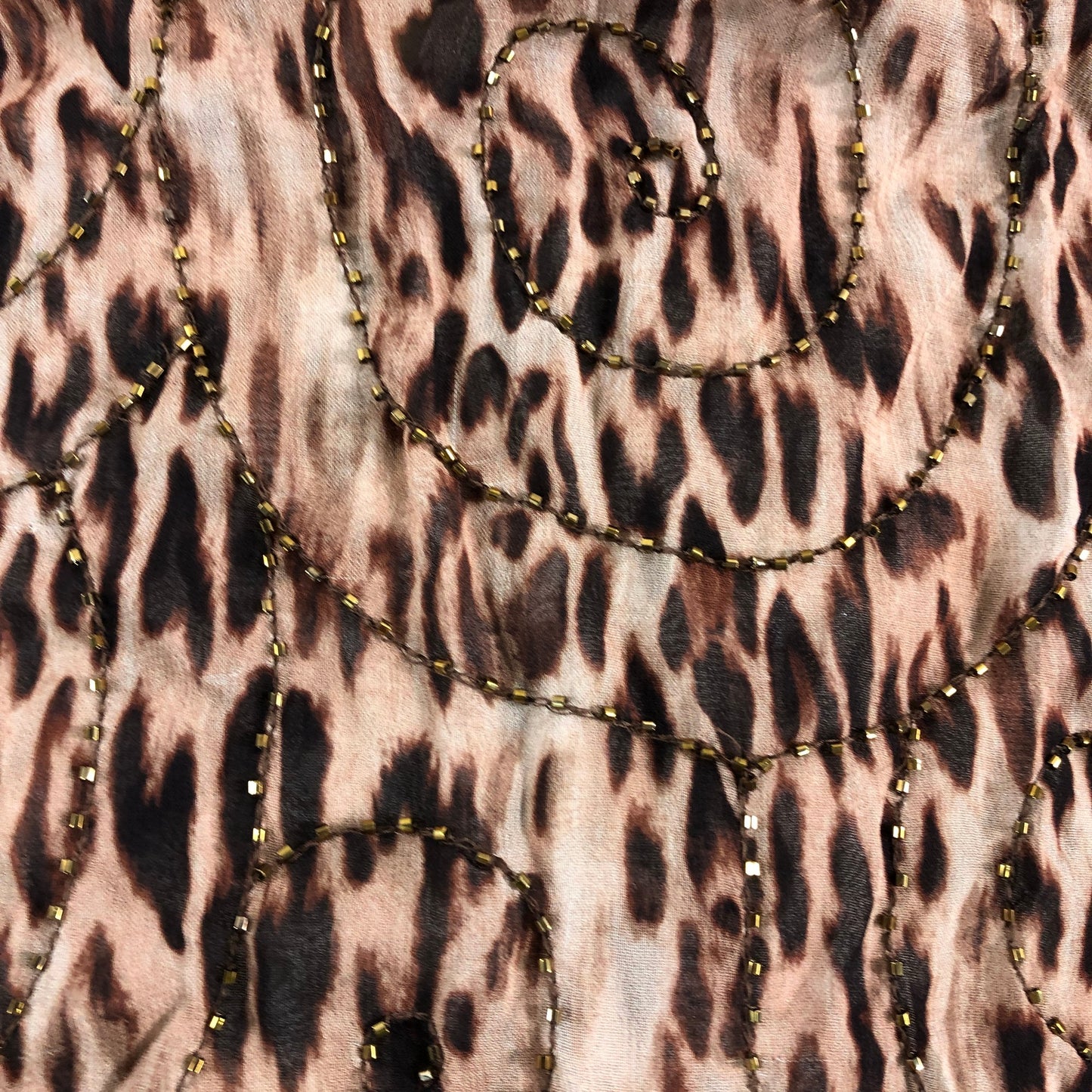 River Island UK12 Women's Viscose Blouse Animal Print Beaded Short Sleeve Top