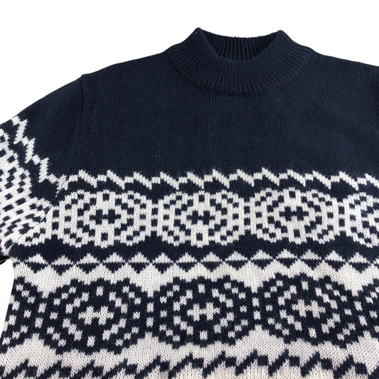 Ben Sherman Men's Small Regular Fit Sweater Navy Ivory Fair Isle Pattern