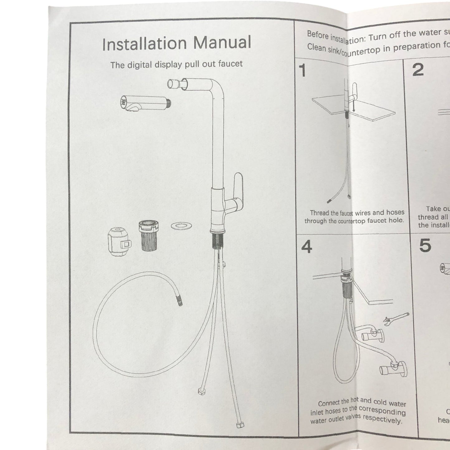 Digital Display Pull Out Kitchen Sink Faucet New Modern Design With Hose