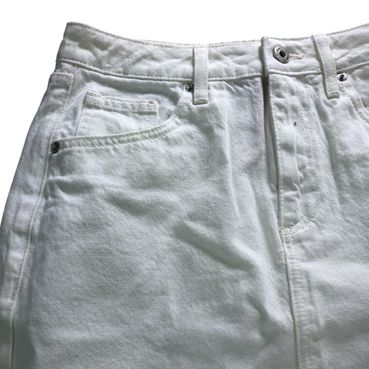 River Island UK6 Women's White Denim Midi Skirt High Waisted Split Hem