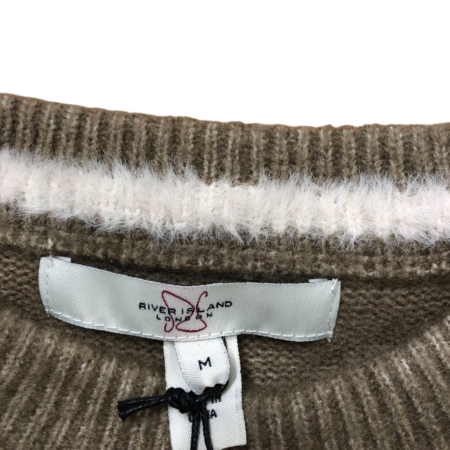 River Island M Beige Wool Blend Stripe Knit Sweater New With Tags
