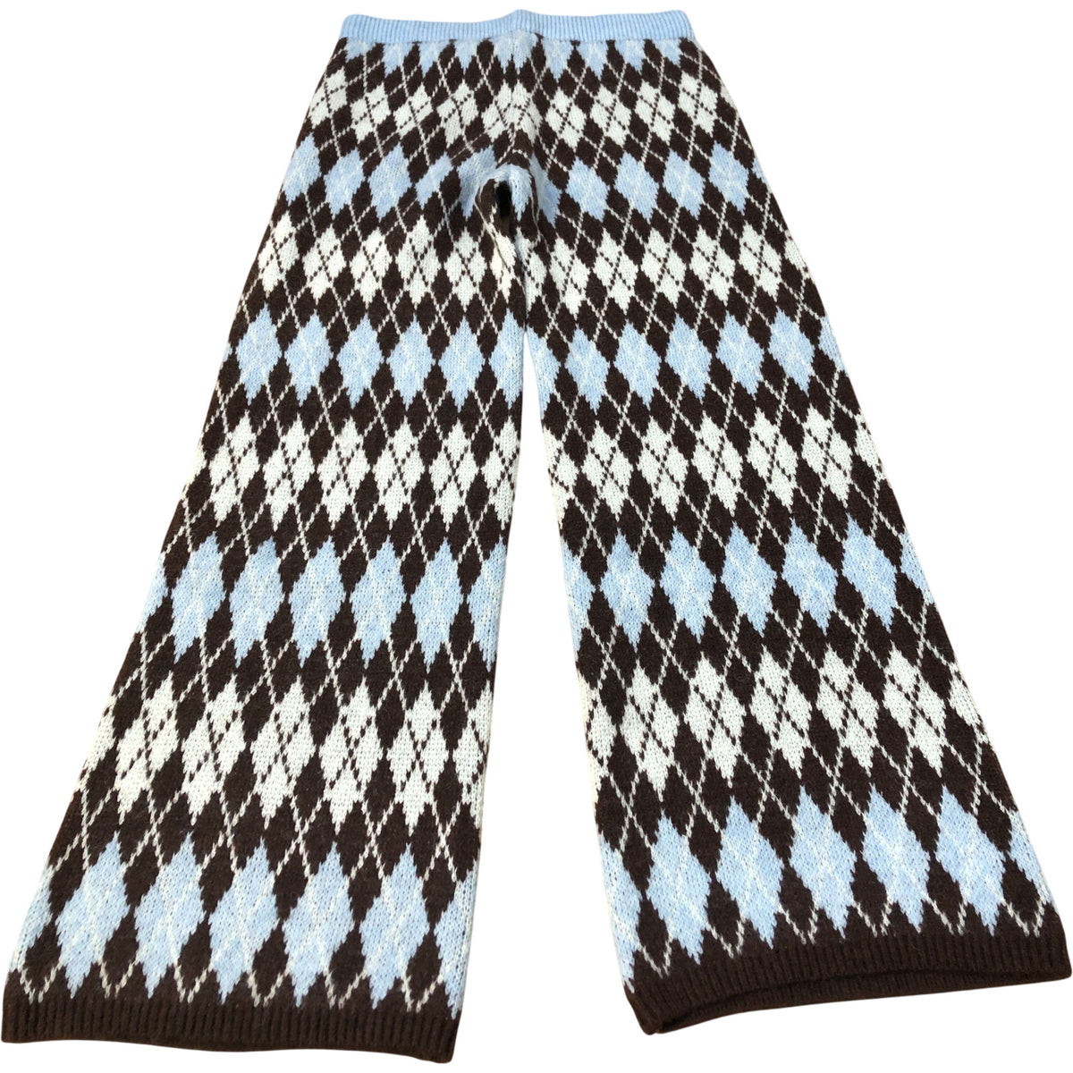 River Island Argyle Trousers Women's Warm Knit Patterned Brown Blue