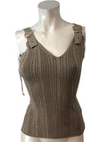 River Island Bronze Zibar Tank Top XS Women's Strappy Ribbed Design