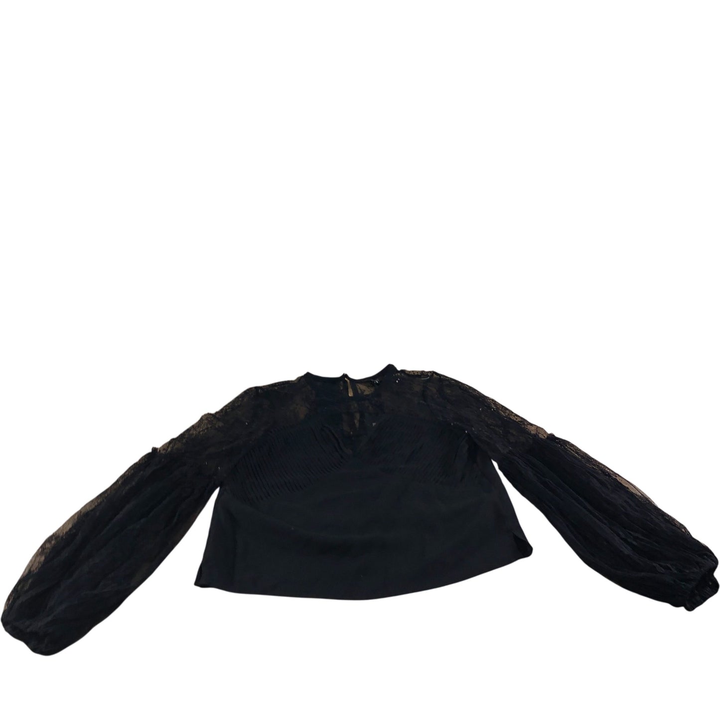 River Island Women's Black Lace Blouse Top Long Sleeves Size 10
