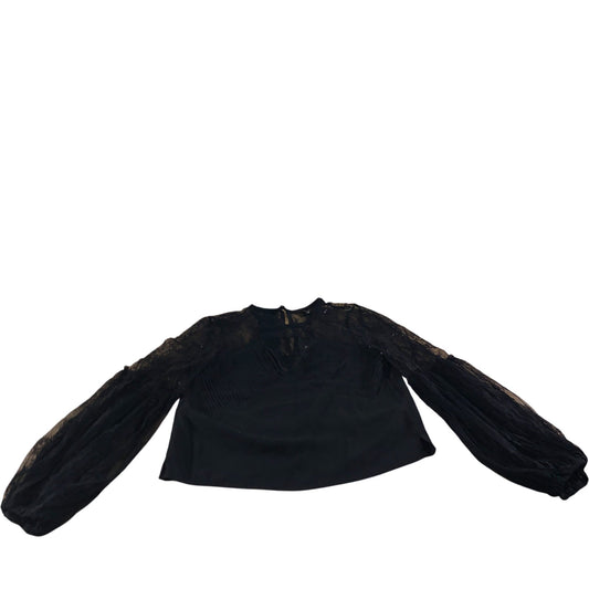 River Island Women's Black Lace Blouse Top Long Sleeves Size 10