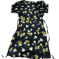 Bauken Floral Print Dress UK Size 10 Women's V Neck Black Yellow Short Sleeve