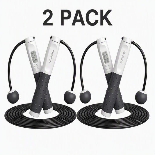 PROIRON Digital Skipping Rope with Counter Adjustable Fitness Gear Grey - 2 PACK