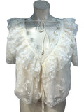 River Island Cream Lace Frill Blouse Size UK 6 Women's Ruffle Top