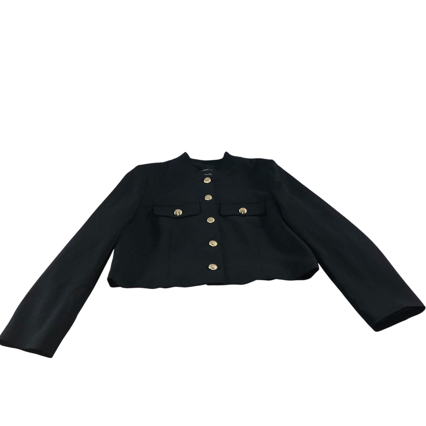 River Island Cropped Jacket UK18 Women's Black Polyester Gold Button Detail