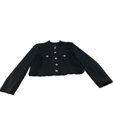 River Island Cropped Jacket UK18 Women's Black Polyester Gold Button Detail