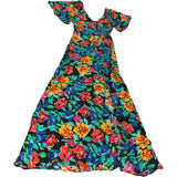 Floral Print Maxi Dress UK6 Women's Short Sleeve V Neck Multi Colour