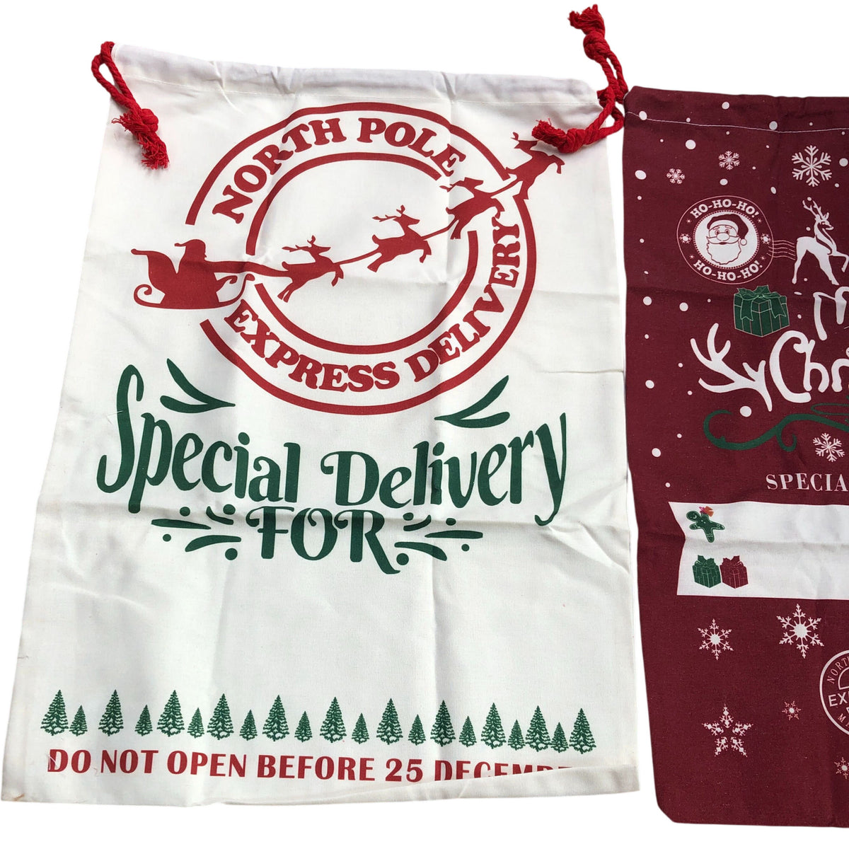 Set of 3 North Pole Express Christmas Present Sacks