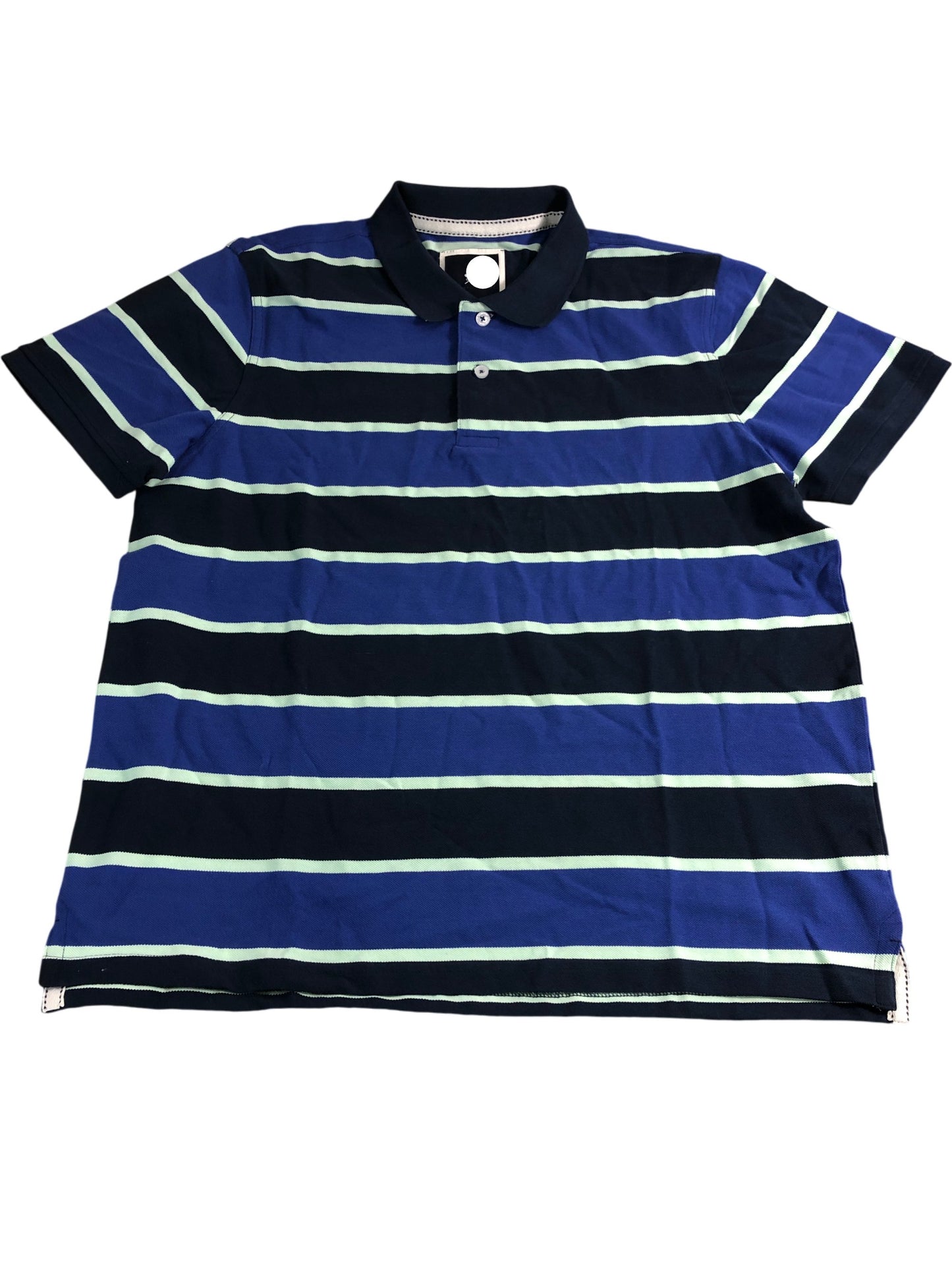 Branded Polo Shirt XXL Mens Blue Navy Striped Casual Cotton Top