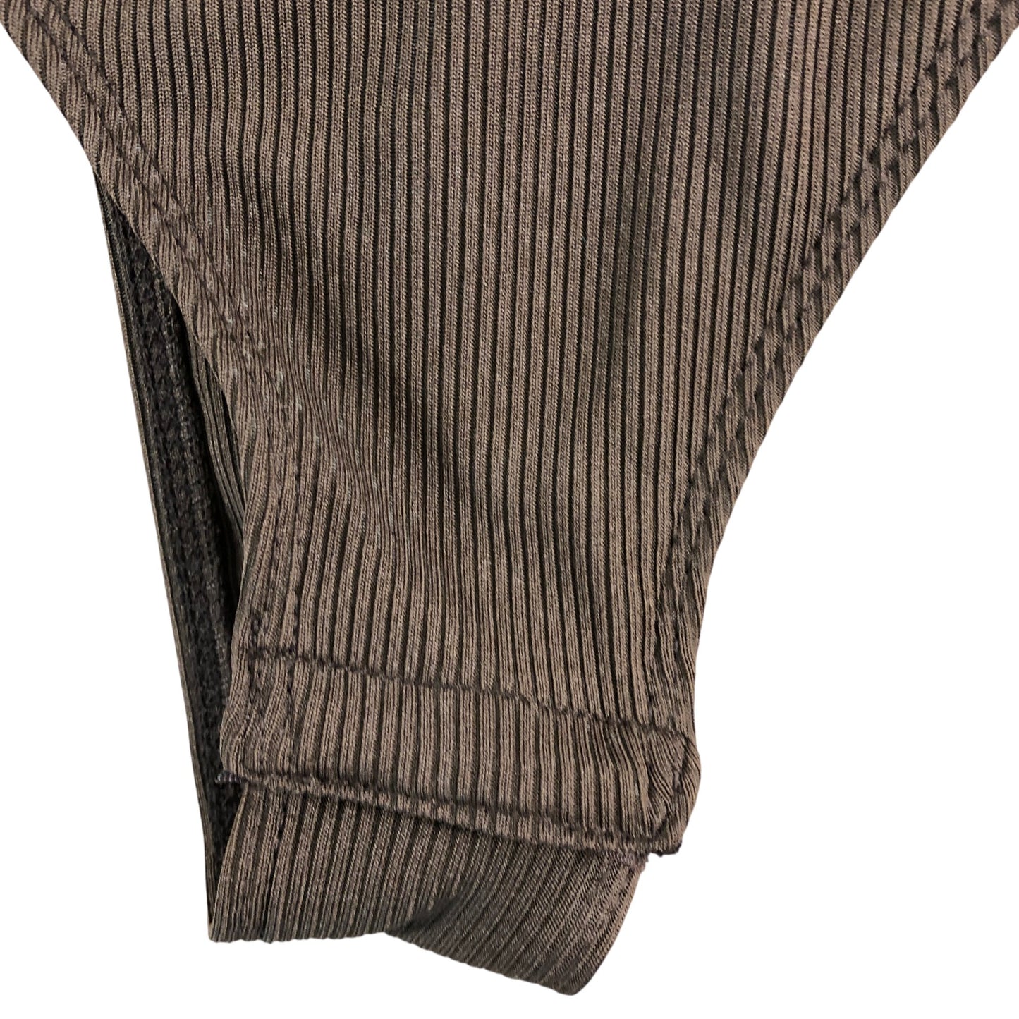 River Island One Shoulder UK S Women's Brown Ribbed Bodysuit