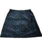 Black Printed Skirt UK14 Women's Cotton Blend A Line Blue Patterned