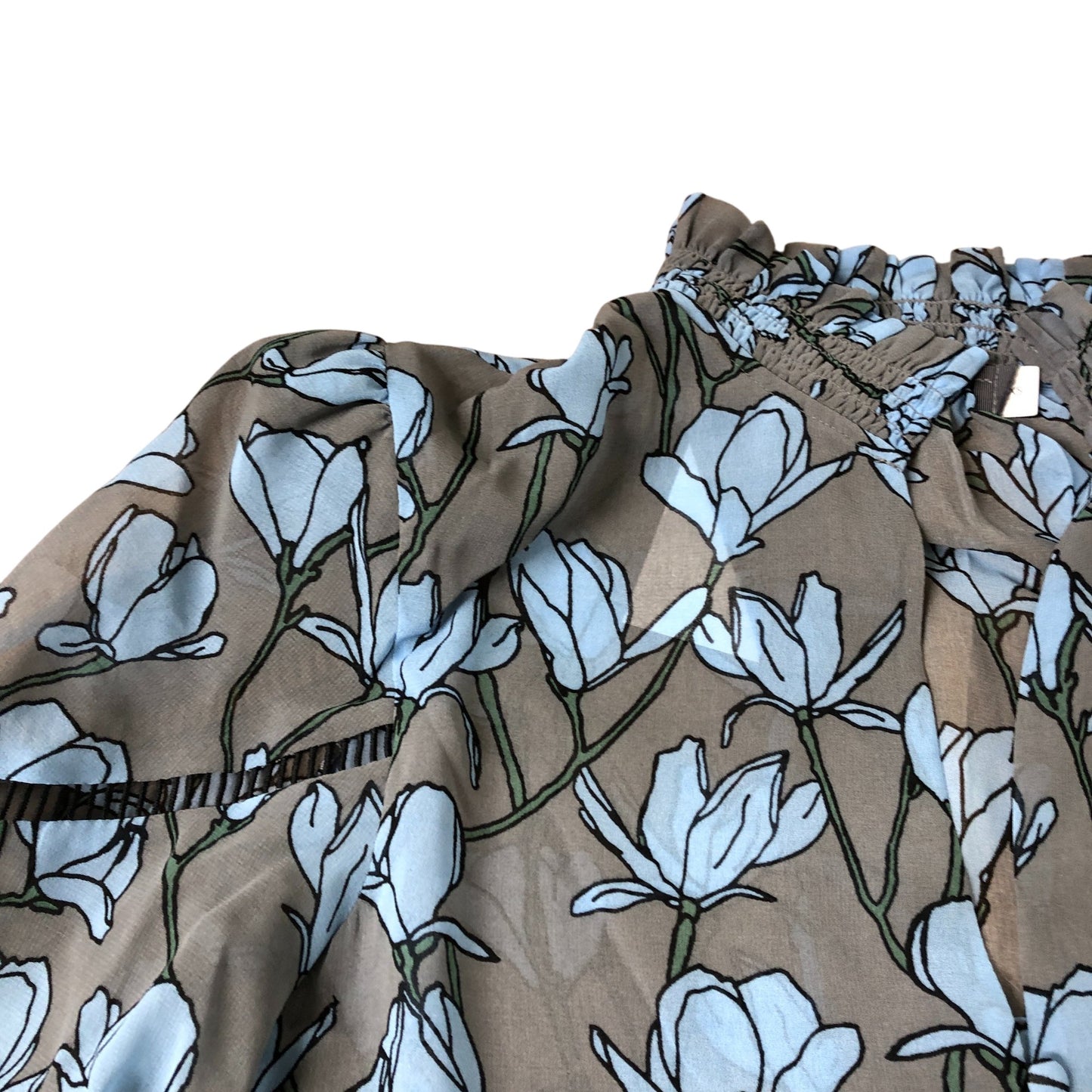 Branded Grey Floral Print Blouse - Size 6