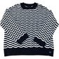 Crew Clothing Company Wavy Navy & White Jumper Size 14