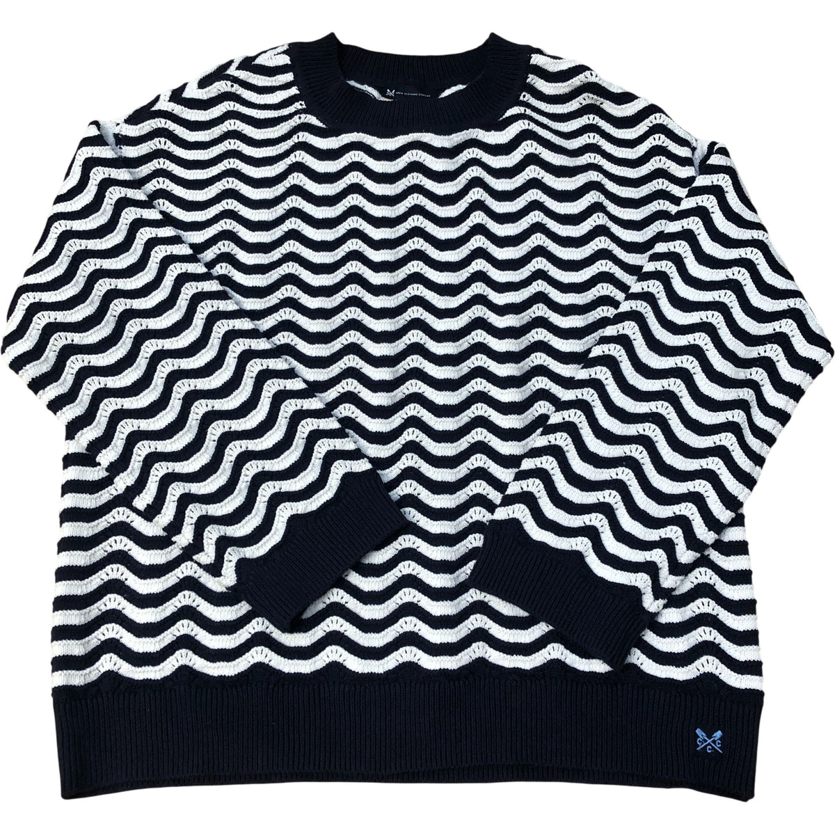 Crew Clothing Company Wavy Navy & White Jumper Size 14
