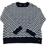 Crew Clothing Company Wavy Navy & White Jumper Size 14